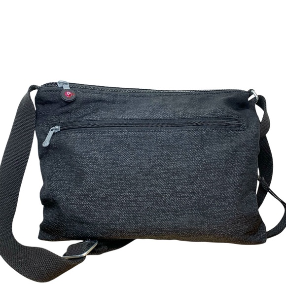 Kipling Black Gray Crossbody Bag Ajustable Strap Multi Zip Pockets Travel 12"X9" - Picture 3 of 14